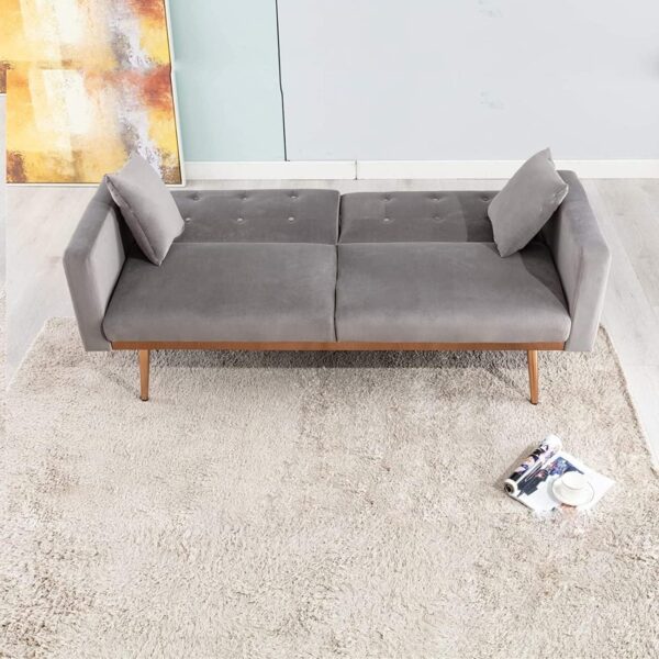 Emirates Living Light Luxury Velvet Convertible Modern Sofa Cum Bed (Black) - Image 28
