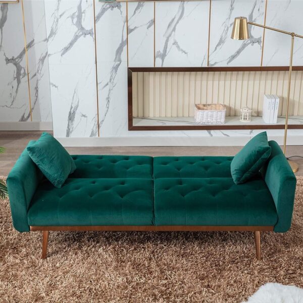 Emirates Living Light Luxury Velvet Convertible Modern Sofa Cum Bed (Dark Green) - Image 5