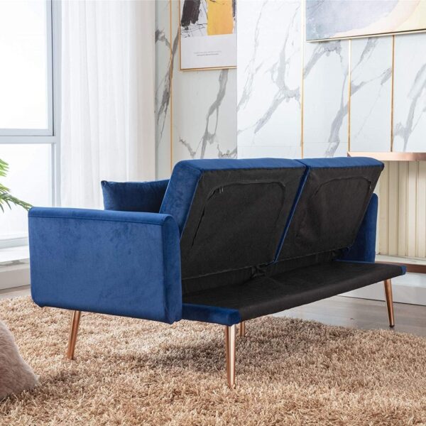 Emirates Living Light Luxury Velvet Convertible Modern Sofa Cum Bed (Dark Green) - Image 11
