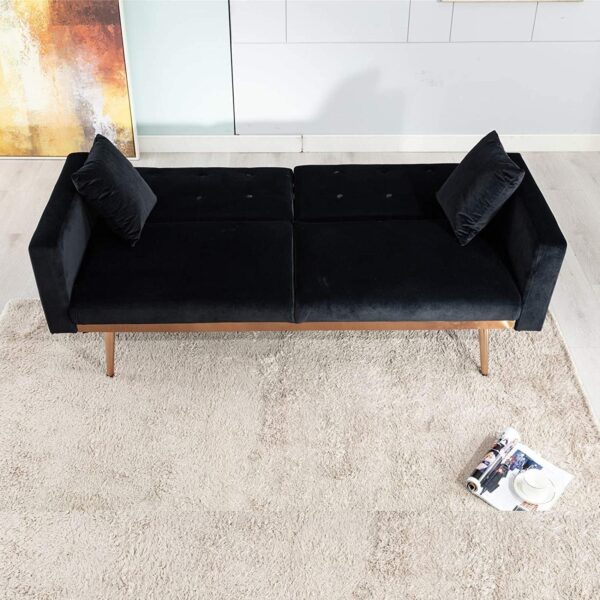 Emirates Living Light Luxury Velvet Convertible Modern Sofa Cum Bed (Dark Green) - Image 13