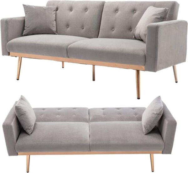 Emirates Living Light Luxury Velvet Convertible Modern Sofa Cum Bed (Dark Green) - Image 24