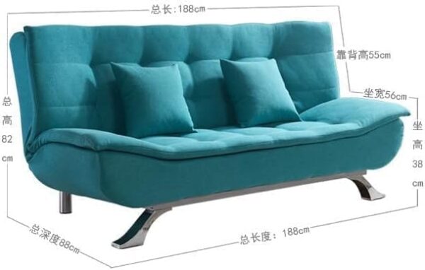 Emirates Living Fabric Multifunction Folding Foam Sofa Bed Set Living Room (Turqoise) - Image 3