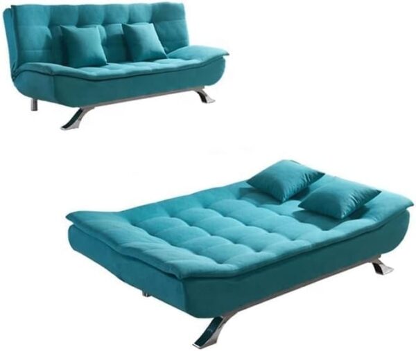 Emirates Living Fabric Multifunction Folding Foam Sofa Bed Set Living Room (Turqoise) - Image 4