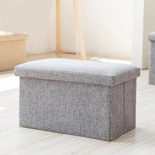 EMIRATES LIVING Hidden Storage Stool, Upholstered Footrest Maximum Load 330lb Foldable High Resilience Breathable Cotton and Linen Suitable for Living Room/Bedroom (RED)