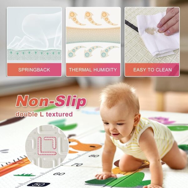 EMIRATES LIVING Baby Play Mat, Large XPE Waterproof Foam Foldable Baby Crawling Mat with Reversible Animals&Jungle Double-Sided Patterns, Anti-Slip Floor Playing Mats(79"×71") (ALPHABET) - Image 13