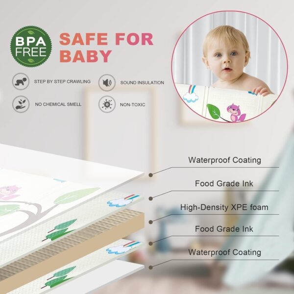 EMIRATES LIVING Baby Play Mat, Large XPE Waterproof Foam Foldable Baby Crawling Mat with Reversible Animals&Jungle Double-Sided Patterns, Anti-Slip Floor Playing Mats(79"×71") (ALPHABET) - Image 14