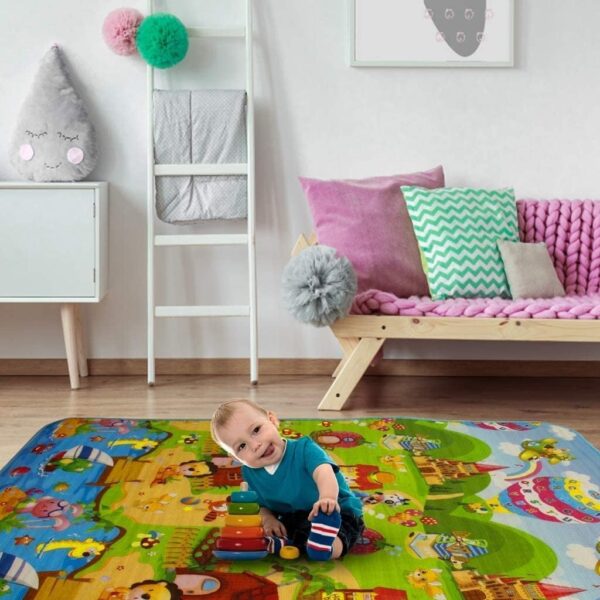 EMIRATES LIVING Baby Play Mat, Large XPE Waterproof Foam Foldable Baby Crawling Mat with Reversible Animals&Jungle Double-Sided Patterns, Anti-Slip Floor Playing Mats(79"×71") (ALPHABET) - Image 2