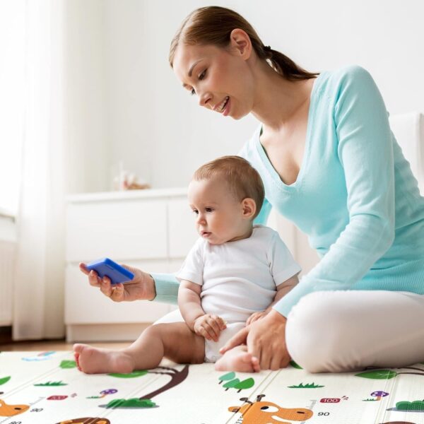 EMIRATES LIVING Baby Play Mat, Large XPE Waterproof Foam Foldable Baby Crawling Mat with Reversible Animals&Jungle Double-Sided Patterns, Anti-Slip Floor Playing Mats(79"×71") (ALPHABET) - Image 10