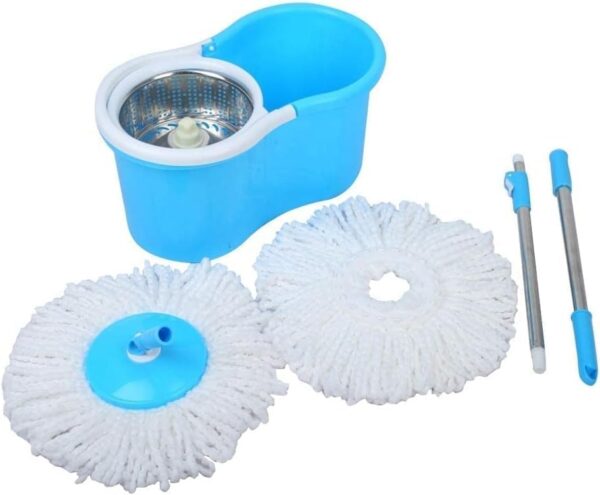 Emirates Living 360° Spin Steel Bowl Bucket Mop set, Cleaning Mop and Bucket Set, Microfiber Spin Mop and Bucket Set, Mop and Bucket Kit for a Deep Clean with Two Refills (Blue) - Image 5