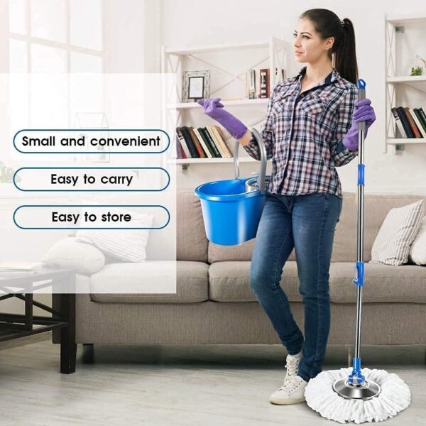Emirates Living 360° Spin Steel Bowl Bucket Mop set, Cleaning Mop and Bucket Set, Microfiber Spin Mop and Bucket Set, Mop and Bucket Kit for a Deep Clean with Two Refills (Blue) - Image 9