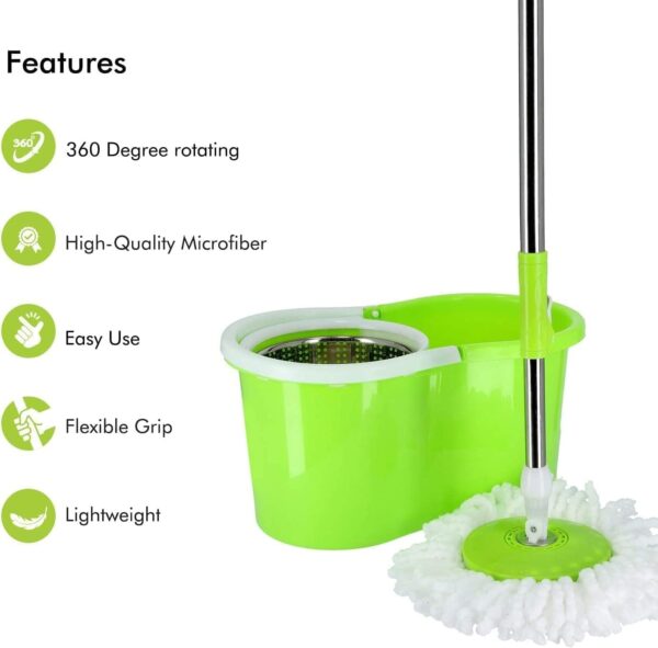 Emirates Living 360° Spin Steel Bowl Bucket Mop set, Cleaning Mop and Bucket Set, Microfiber Spin Mop and Bucket Set, Mop and Bucket Kit for a Deep Clean with Two Refills (Blue) - Image 17