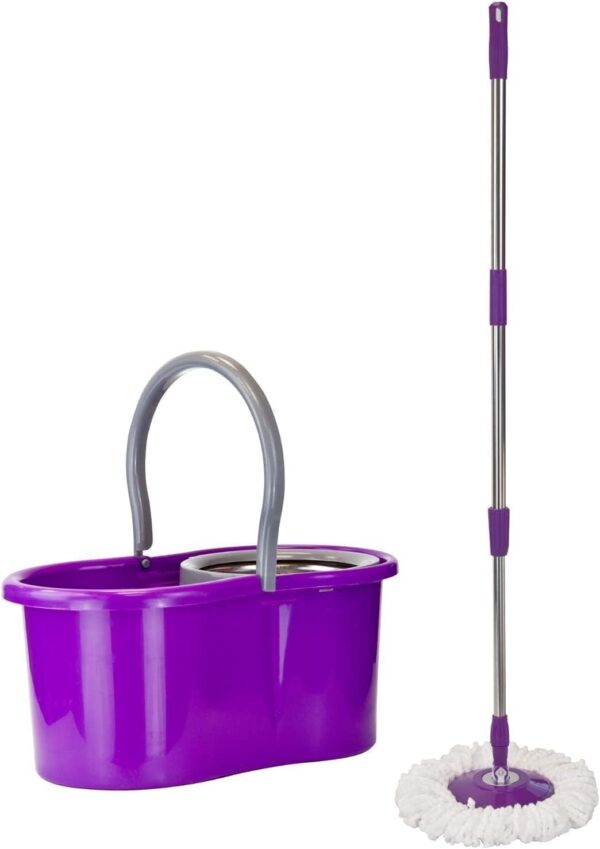 Emirates Living 360° Spin Steel Bowl Bucket Mop set, Cleaning Mop and Bucket Set, Microfiber Spin Mop and Bucket Set, Mop and Bucket Kit for a Deep Clean with Two Refills (Purple) - Image 4
