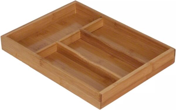 Emirates Living Bamboo Kitchen Drawer Organizer Wooden Silverware Utensil Tray Holder with 4 Small Narrow Compartments for Cutlery Spoons Forks Knives Storage Flatware Organizer (ND-33167-P) - Image 2