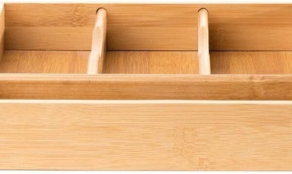 Emirates Living Bamboo Kitchen Drawer Organizer Wooden Silverware Utensil Tray Holder with 4 Small Narrow Compartments for Cutlery Spoons Forks Knives Storage Flatware Organizer (ND-33167-P) - Image 4