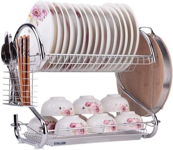 EMIRATES LIVING 2 Tiers Kitchen Dish Cup Drying Rack Holder Organizer Drainer Dryer Tray Cutlery by dish holder Multifunctional - NW-30265 - Image 3