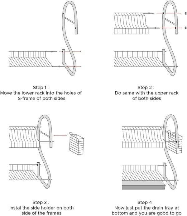 EMIRATES LIVING 2 Tiers Kitchen Dish Cup Drying Rack Holder Organizer Drainer Dryer Tray Cutlery by dish holder Multifunctional - NW-30265 - Image 5