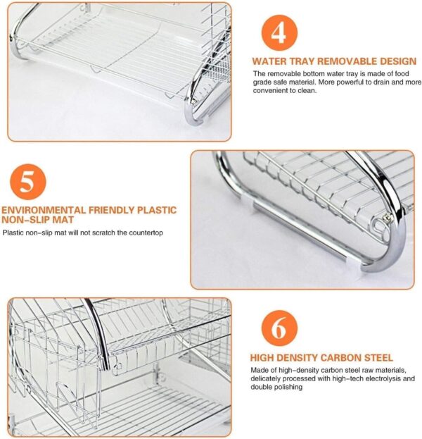 EMIRATES LIVING 2 Tiers Kitchen Dish Cup Drying Rack Holder Organizer Drainer Dryer Tray Cutlery by dish holder Multifunctional - NW-30265 - Image 7