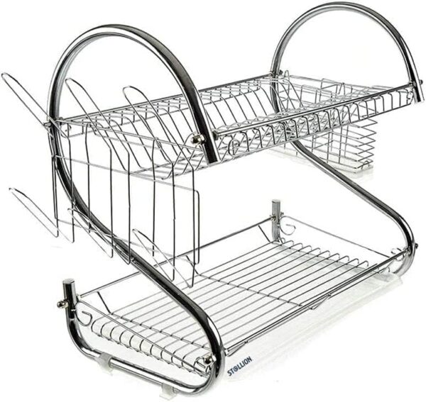 EMIRATES LIVING 2 Tiers Kitchen Dish Cup Drying Rack Holder Organizer Drainer Dryer Tray Cutlery by dish holder Multifunctional - NW-30265 - Image 9
