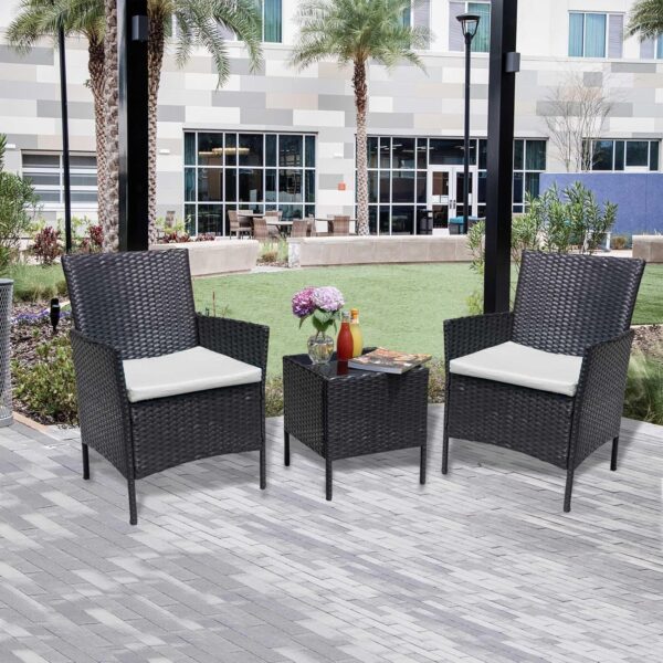 Emirates Living Garden Lounge Set 4 Piece with Cushions Patio Outdoor Lawn Yard Terrace Balcony Seat Seating Sitting Chair Furniture Poly Rattan Brown - Image 7