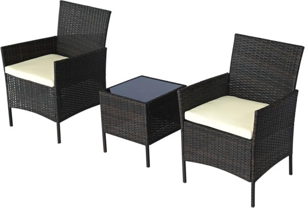 Emirates Living Garden Lounge Set 4 Piece with Cushions Patio Outdoor Lawn Yard Terrace Balcony Seat Seating Sitting Chair Furniture Poly Rattan Brown - Image 10