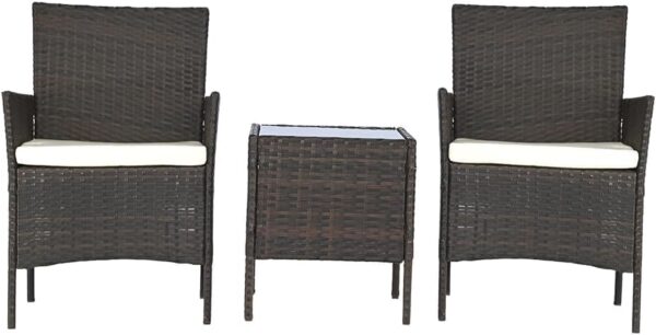 Emirates Living Garden Lounge Set 4 Piece with Cushions Patio Outdoor Lawn Yard Terrace Balcony Seat Seating Sitting Chair Furniture Poly Rattan Brown - Image 11
