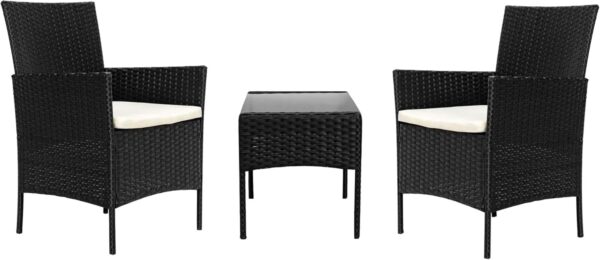 Emirates Living Garden Lounge Set 3 Piece with Cushions Patio Outdoor Lawn Yard Terrace Balcony Seat Seating Sitting Chair Furniture Poly Rattan Brown - Image 3