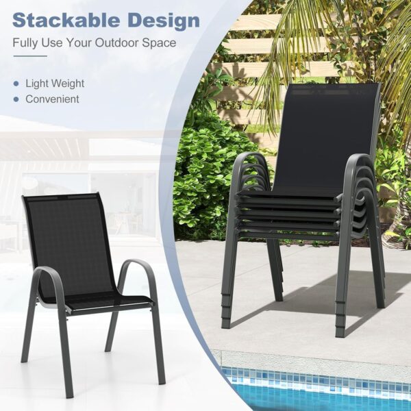 Emirates Living Patio Chairs, Stackable Patio Chairs with Armrests and Breathable Seat Fabric, Outdoor Dining Chair for Patio, Pool Side, Backyard | steel frame with powder coating (Classic, Black) - Image 4