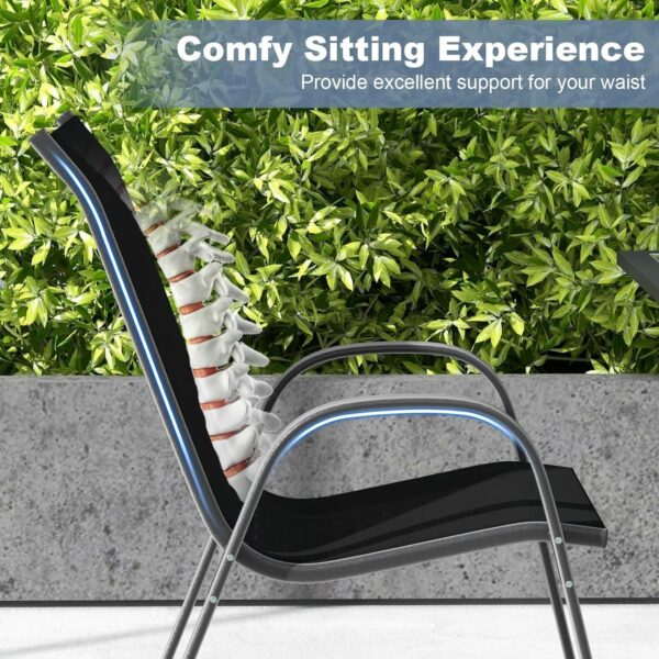 Emirates Living Patio Chairs, Stackable Patio Chairs with Armrests and Breathable Seat Fabric, Outdoor Dining Chair for Patio, Pool Side, Backyard | steel frame with powder coating (Classic, Black) - Image 7