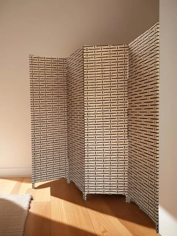 Emirates Living 4-Panel Room Dividers and Folding Privacy Screens Partition Walls for Bedroom Rattan Screen Divider Portable Freestanding Privacy Wall (A8)