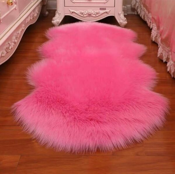 Emirates Living Ultra-Soft Fluffy Rug Faux Sheepskin Fur Area Rug Shaggy Couch Cover Seat Cushion Furry Runner Area Rugs Soft Fluffy Carpets For Living room Size:(60x180 cm) (PINK) - Image 2