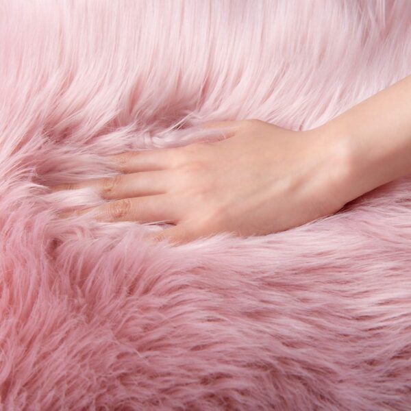 Emirates Living Ultra-Soft Fluffy Rug Faux Sheepskin Fur Area Rug Shaggy Couch Cover Seat Cushion Furry Runner Area Rugs Soft Fluffy Carpets For Living room Size:(60x180 cm) (PINK) - Image 7