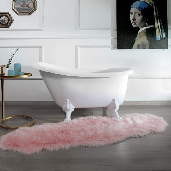 Emirates Living Ultra-Soft Fluffy Rug Faux Sheepskin Fur Area Rug Shaggy Couch Cover Seat Cushion Furry Runner Area Rugs Soft Fluffy Carpets For Living room Size:(60x180 cm) (BABY PINK) - Image 4