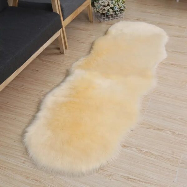 Emirates Living Ultra-Soft Fluffy Rug Faux Sheepskin Fur Area Rug Shaggy Couch Cover Seat Cushion Furry Runner Area Rugs Soft Fluffy Carpets For Living room Size:(60x180 cm) (YELLOW)