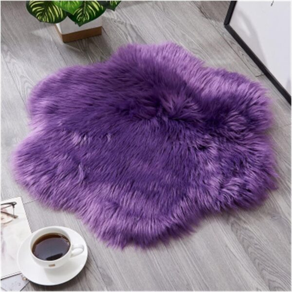 EMIRATES LIVING Ultra-Soft Fluffy Rug Faux Sheepskin Fur Area Rug Shaggy Couch Cover Seat Cushion Furry Runner Area Rugs Soft Fluffy Carpets For Living room Size:(90x90 cm) - White (PURPLE) - Image 2