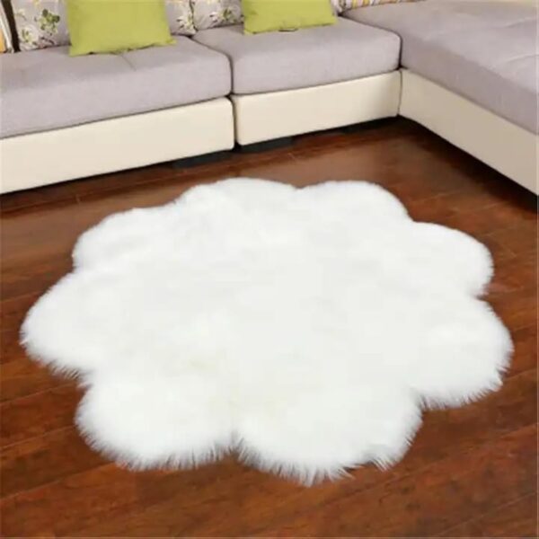 EMIRATES LIVING Ultra-Soft Fluffy Rug Faux Sheepskin Fur Area Rug Shaggy Couch Cover Seat Cushion Furry Runner Area Rugs Soft Fluffy Carpets For Living room Size:(90x90 cm) - White (PURPLE) - Image 5