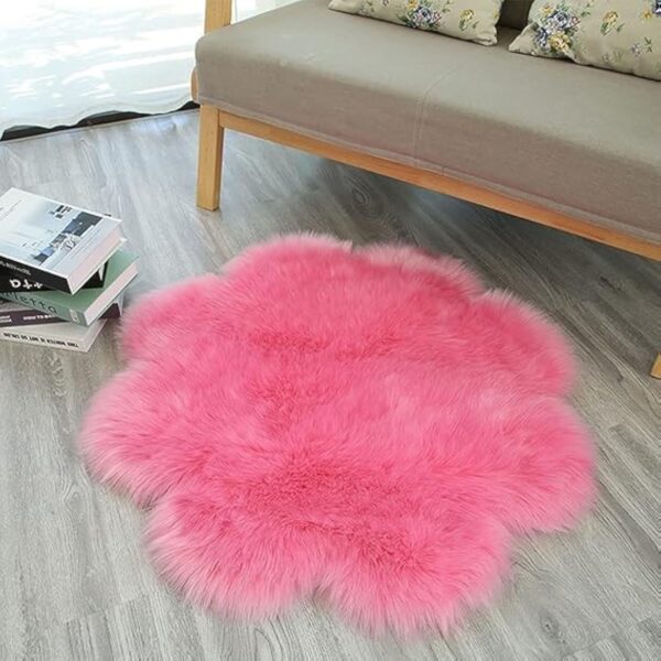 EMIRATES LIVING Ultra-Soft Fluffy Rug Faux Sheepskin Fur Area Rug Shaggy Couch Cover Seat Cushion Furry Runner Area Rugs Soft Fluffy Carpets For Living room Size:(90x90 cm) - White (PURPLE) - Image 7