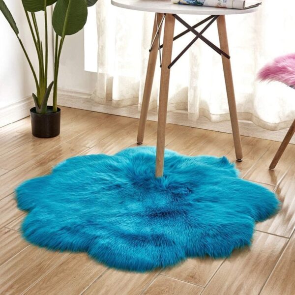 EMIRATES LIVING Ultra-Soft Fluffy Rug Faux Sheepskin Fur Area Rug Shaggy Couch Cover Seat Cushion Furry Runner Area Rugs Soft Fluffy Carpets For Living room Size:(90x90 cm) - White (PURPLE) - Image 17