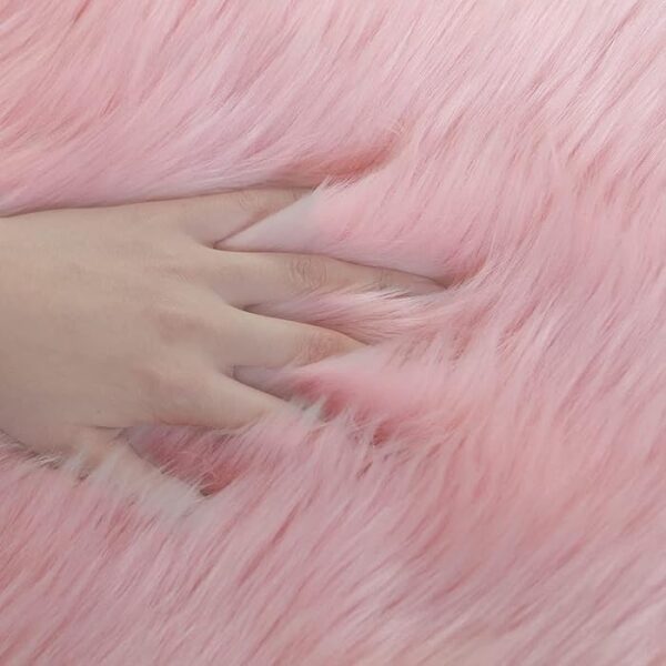 EMIRATES LIVING Ultra-Soft Fluffy Rug Faux Sheepskin Fur Area Rug Shaggy Couch Cover Seat Cushion Furry Runner Area Rugs Soft Fluffy Carpets For Living room Size:(70x90 cm) (BABY PINK) - Image 10