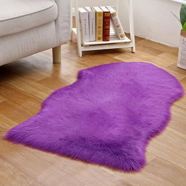 Emirates Living Ultra-Soft Fluffy Rug Faux Sheepskin Fur Area Rug Shaggy Couch Cover Seat Cushion Furry Runner Area Rugs Soft Fluffy Carpets For Living room Size: (60x90 cm) (PURPLE)