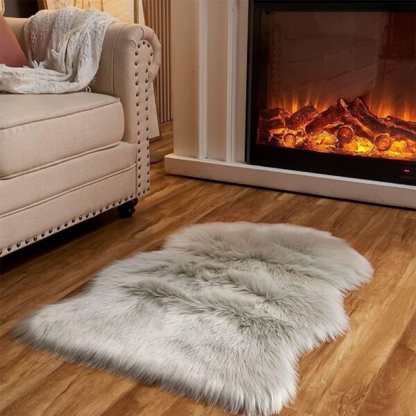 Emirates Living Ultra-Soft Fluffy Rug Faux Sheepskin Fur Area Rug Shaggy Couch Cover Seat Cushion Furry Runner Area Rugs Soft Fluffy Carpets For Living room Size: (60x90 cm) (PURPLE) - Image 18