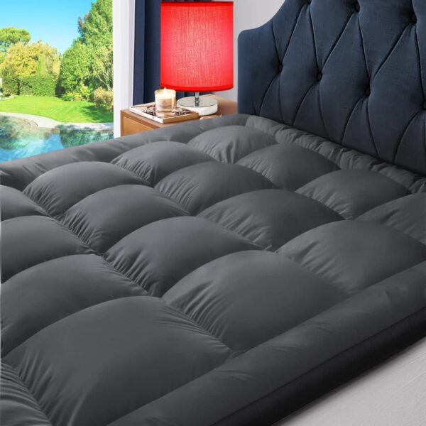 EMIRATES LIVING Mattress Topper Soft Comfort White 500gsm (Gray, Double Size -W120 x L200 cm) (Twin 200X120)