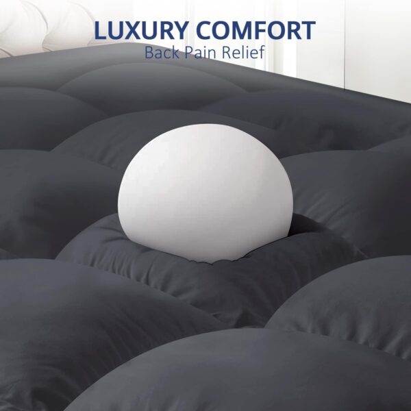 EMIRATES LIVING Mattress Topper Soft Comfort White 500gsm (Gray, Double Size -W120 x L200 cm) (Super King 200X200) - Image 4