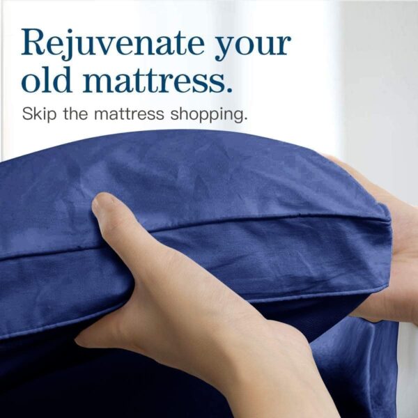 EMIRATES LIVING Mattress Topper Soft Comfort White 500gsm (Dark Blue, Single Size - W 90 x L 200 cm) (Queen200X150) - Image 4