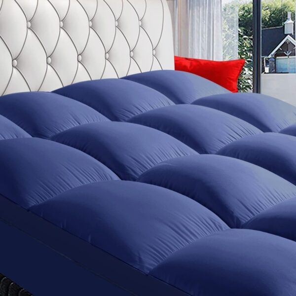 EMIRATES LIVING Mattress Topper Soft Comfort White 500gsm (Dark Blue, Single Size - W 90 x L 200 cm) (Super King200X200)
