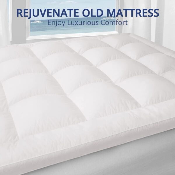 EMIRATES LIVING Mattress Topper Soft Comfort White 500gsm Single Size W 90 x L 200 cm (Super King200X200) - Image 6