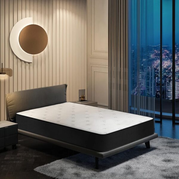 Emirates Living Orthopedic Bonnell Spring Mattress – Comfortable, Durable, Black and White 200x160x24 cm