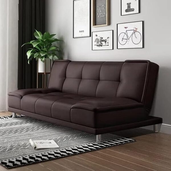 Emirates Living Small family living room folding apartment study office lunch break Velvet sofa multi-function sofa bed (Brown)