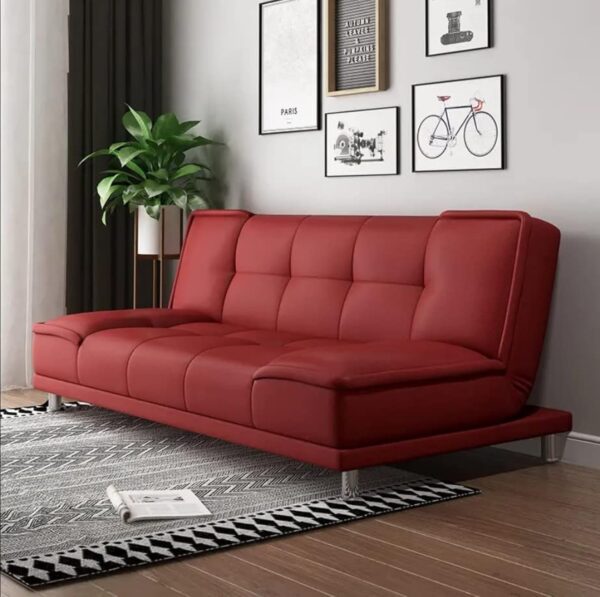 Emirates Living Small family living room folding apartment study office lunch break Velvet sofa multi-function sofa bed (Red) - Image 2
