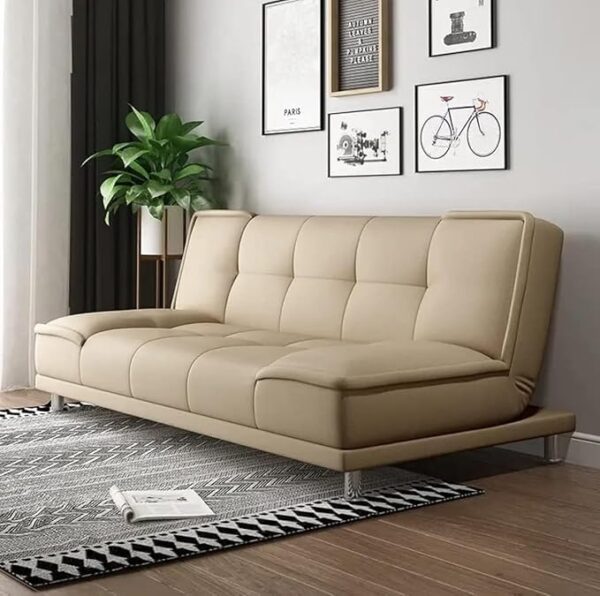 Emirates Living Small family living room folding apartment study office lunch break Velvet sofa multi-function sofa bed (Beige)