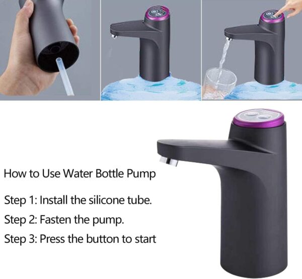 Emirates Living Water Dispenser for 5 Gallon Bottle, Mini Small Water Jug Dispenser, Automatic 5 Gal Cold Water Pump Stand for Office, Home, Kitchen, and Camping (BLACK) - Image 4